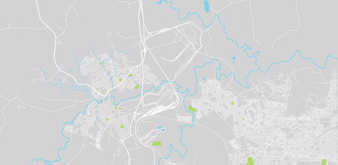 Urban vector city map of Newcastle, South Africa.