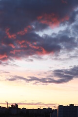 sunrise, city, nature, clouds, flowers