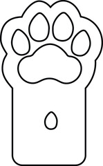 Vector linear graphic icon of dog or cat paw, one element isolated on white background