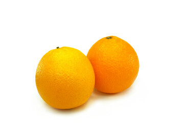 Fresh oranges fruit on the white background.