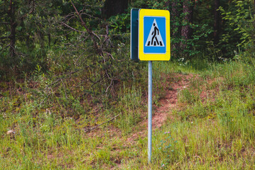 Warning sign on a road