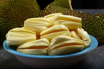 Bowl of delicious jack fruit seedless  pods- Kerala sweet foods