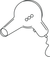 Vector linear icon of hair dryer, isolated on white background