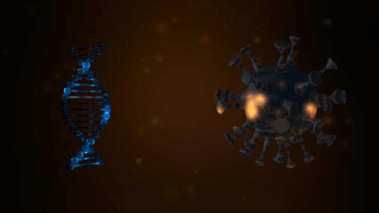 3D animation of rotating DNA strand surrounded and attacked by alien cells.