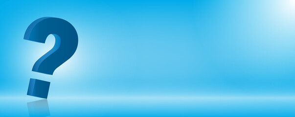 Horizontal vector illustration with question mark and copy space for header, banner or web design for text and headline. Concept for future decisions, education, work and progress.