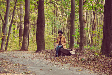 Hipster girl in a park