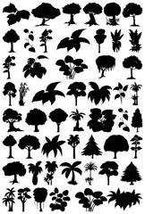 Set of plant and tree silhouette