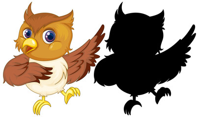 Owl with its silhouette