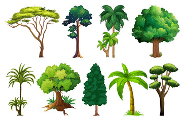 Obraz premium Set of variety plants and trees