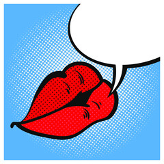  Lips and bubble speech Female mouth closeup