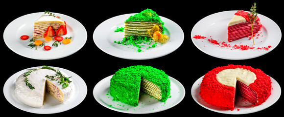 set cake slice isolated