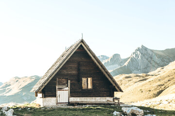 Fototapeta na wymiar The traditional wooden summer house