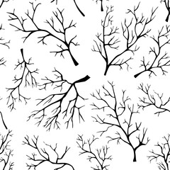 seamless pattern, interlacing of branches on white background.