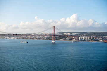 breathtaking views of the river and the bridge. Beautiful city in Portugal.