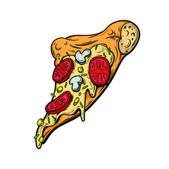 Slice of pizza in comic book style vector  illustration