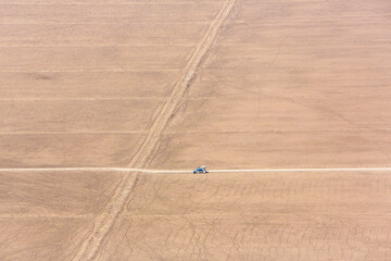 Obraz premium Aerial view of dry farming fields in the Great Rift Valley in Kenya. The Great Rift Valley is part of an intra-continental ridge system that runs through Kenya from north to south.