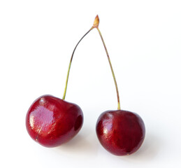 red cherry berries on a white background
