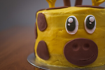 Happy giraffe face birthday cake - 358294390