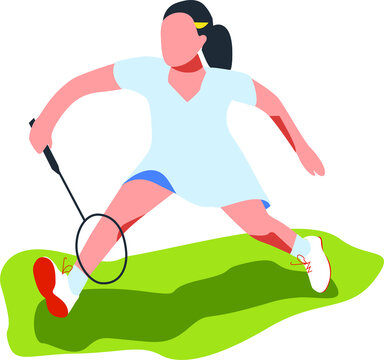 Vector image of a badminton player. Sports games at a distance. Illustration. Badminton players icons and illustrations in vector style.