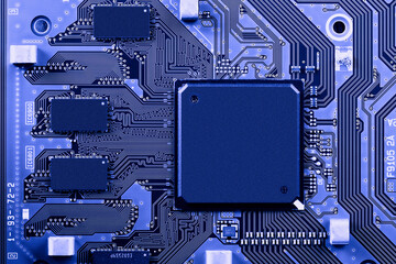 Electronic circuit board close up.