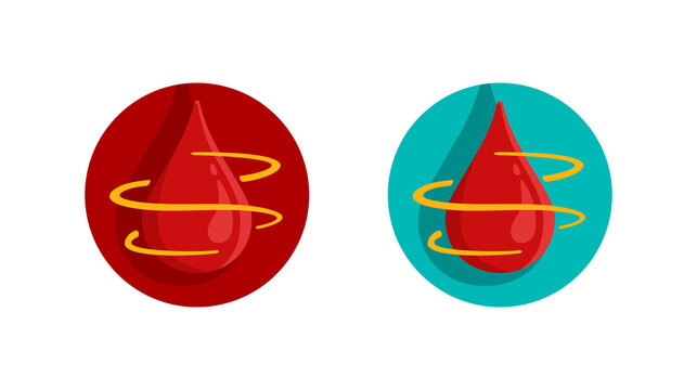 Blood coagulation (clotting) icon - blood changes from liquid to gel process - isolated vector symbol medical purposes (drugs, medicals, vitamins) in 2 variations