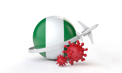 Nigeria cononavirus outbreak travel concept. 3D Rendering.