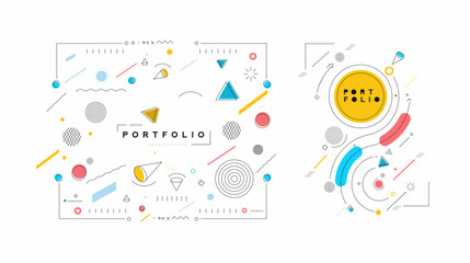 Abstract banner with Portfolio Calligraphic line art text poster with space of your text, vector illustration Design.