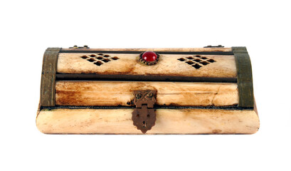 Vintage box of ivory on white background