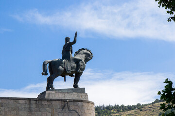 Statue of Vakhtang Gorgasali, famous king of Georgia, Old town and city center of Tbilisi