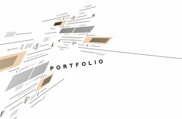 Abstract banner with Portfolio Calligraphic line art text poster with space of your text, vector illustration Design.