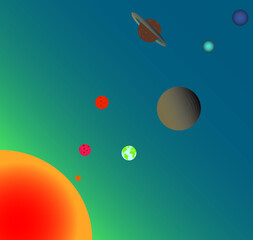 vector illustration of a solar system , earth , sun 