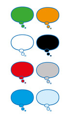 comic text balloons, vector illustrations, gray background 