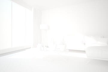 Fototapeta na wymiar modern empty white room interior design. 3D illustration