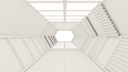 Obraz premium 3d rendering of abstract background, Hexagon tunnel and gate, mock up in white screen