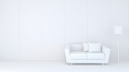 3d rendering of modern living room and copy space, mock up in white screen