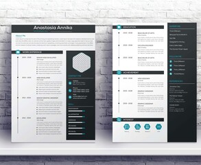 Professional CV resume template design. vector minimalist 