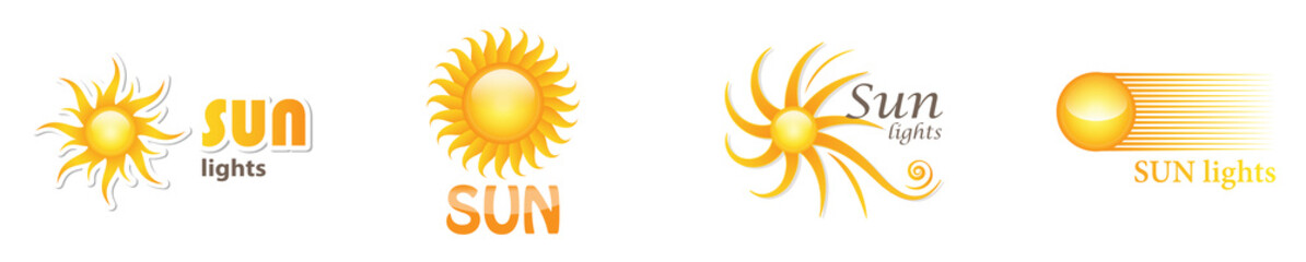 Abstract Sun Logo And Icon Set - Isolated On White Background, Vector Illustration. Abstract Sun Logo And Icons For Solar Energy Logo And Sunburst Icon Design. Abstract Sun, Vector Illustration