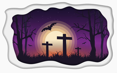 light in the halloween day. bats on Full Moon background