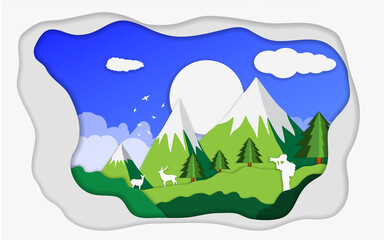 Paper Cut Wildlife Photographer and Deer.