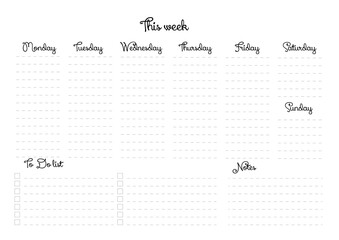 weekly planner page to print