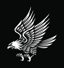 eagle symbol illustration on black background.