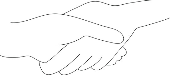 Business or friendly handshake at a meeting. Successful deal. Hand drawn sketch illustration. Vector.