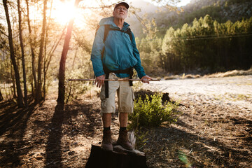 Hiker admiring beautiful nature