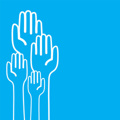 Raised hands of voters. casting vote concept.