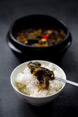 Soybean Paste Soup with Dried Radish Leaves
