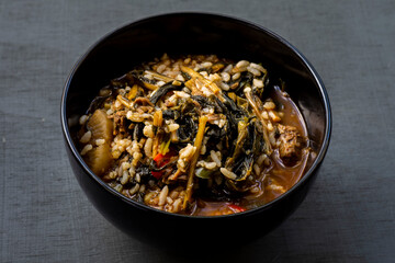 Soybean Paste Soup with Dried Radish Leaves