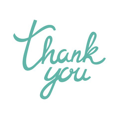 Obraz premium Vector phrase thank you. Hand lettering isolated on white background. Modern calligraphy, can be used for card design.