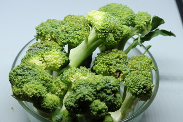Fresh healthy broccoli isolated on white background