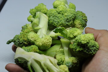 Fresh healthy broccoli isolated on white background

