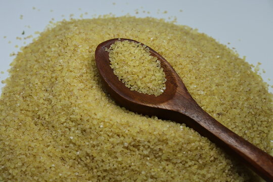 Raw Semolina Flour Or Rava Powder Isolated In White Background